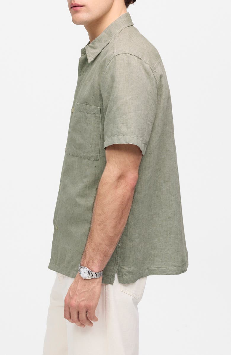 Madewell Short Sleeve Linen & Cotton Button-Up Shirt, Alternate, color, Sage