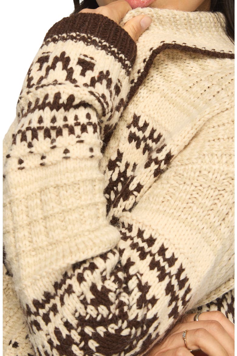 Shawl Collar Fair Isle Cardigan, Alternate, color, LIGHT OATMEAL HTR