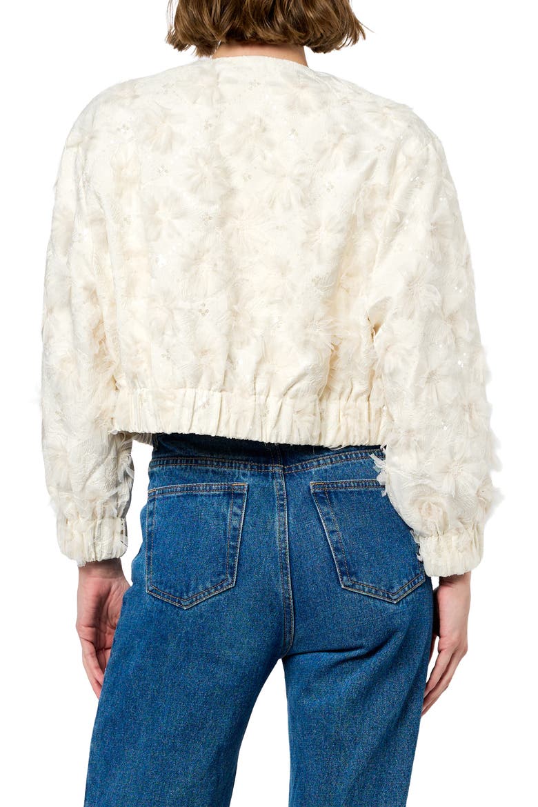 Kamielle Embellished Bomber Jacket, Alternate, color, EGRET