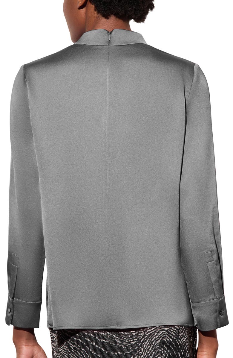 Ming Wang Heritage Fit Twist Neck Long Sleeve Crêpe de Chine Top, Alternate, color,