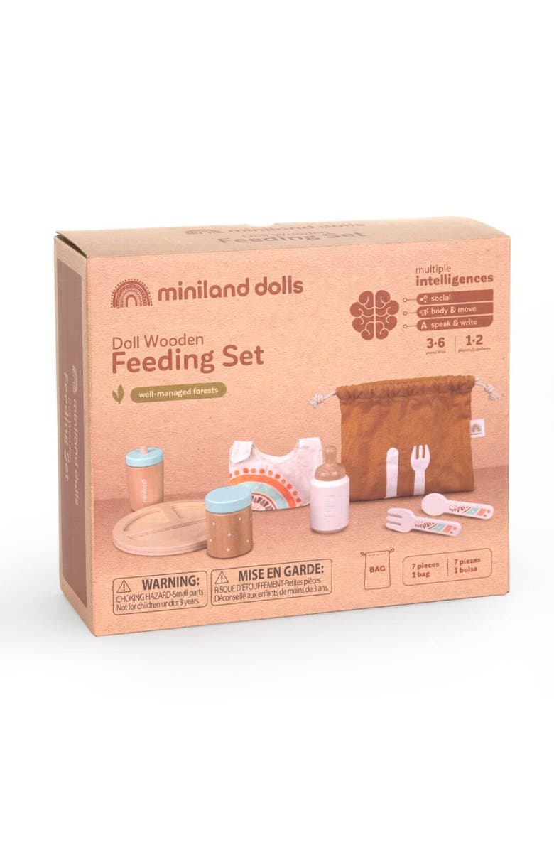 Miniland Doll Wooden Feeding Set, Alternate, color, Beige Multi