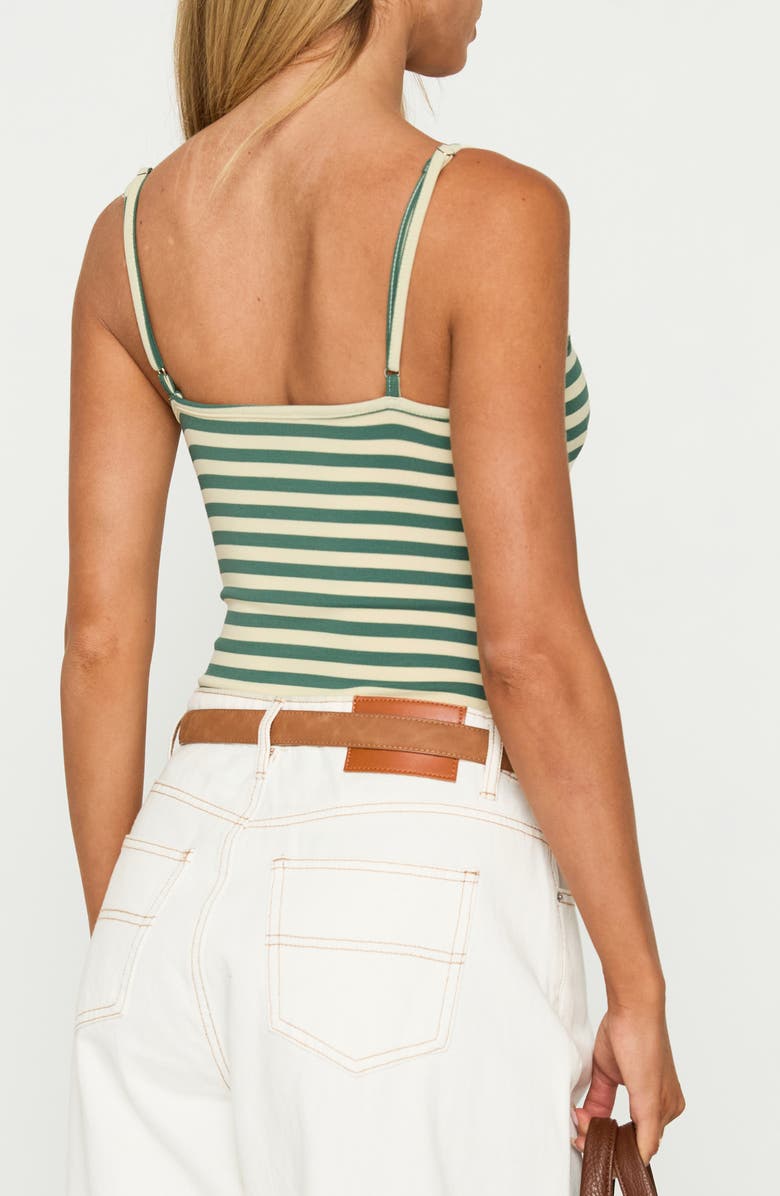 Princess Polly Like A Daydream Stripe Tank Bodysuit, Alternate, color, Green / Cream