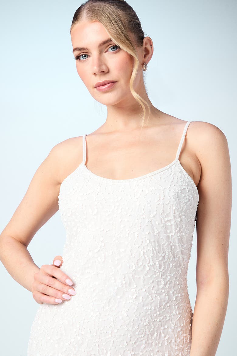 Embellished Feather Bridal Mini Dress, Alternate, color, Ivory