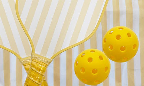 Mytagalongs Cabana Stripes Pickleball Set In Yellow