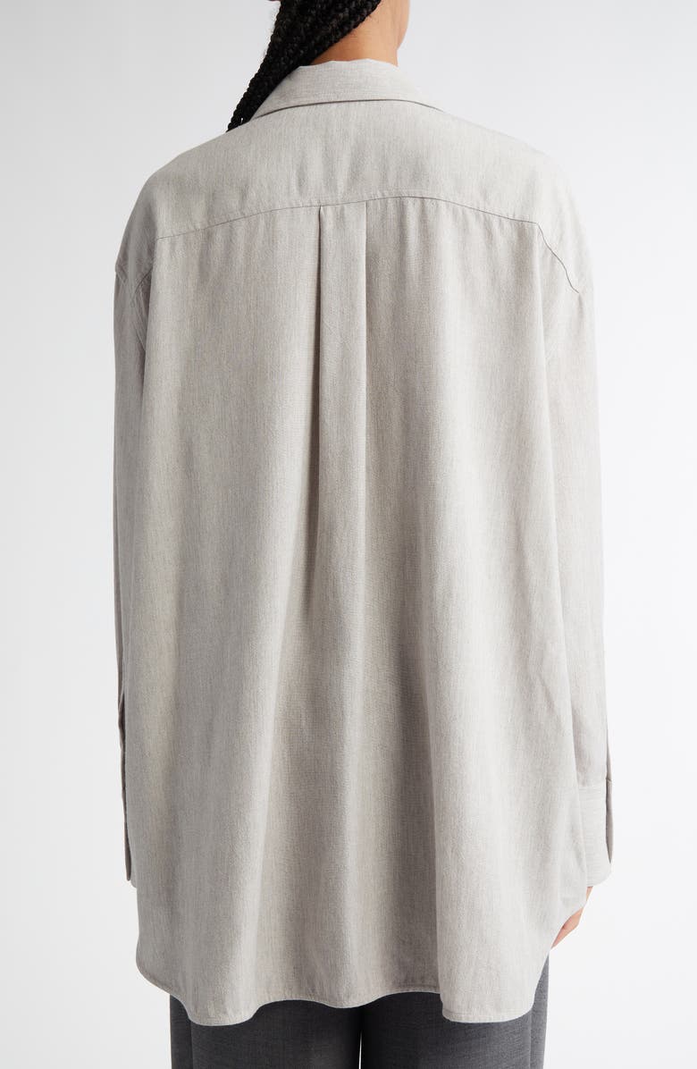 TOTEME Relaxed Fit Button-Up Shirt, Alternate, color, Pale Grey Melange