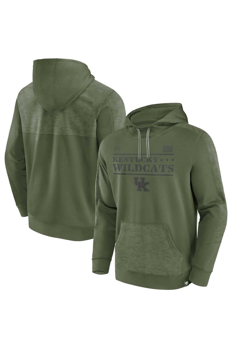 Men's Fanatics Branded Olive Kentucky Wildcats OHT Military Appreciation Stencil Pullover Hoodie, Main, color, Olive