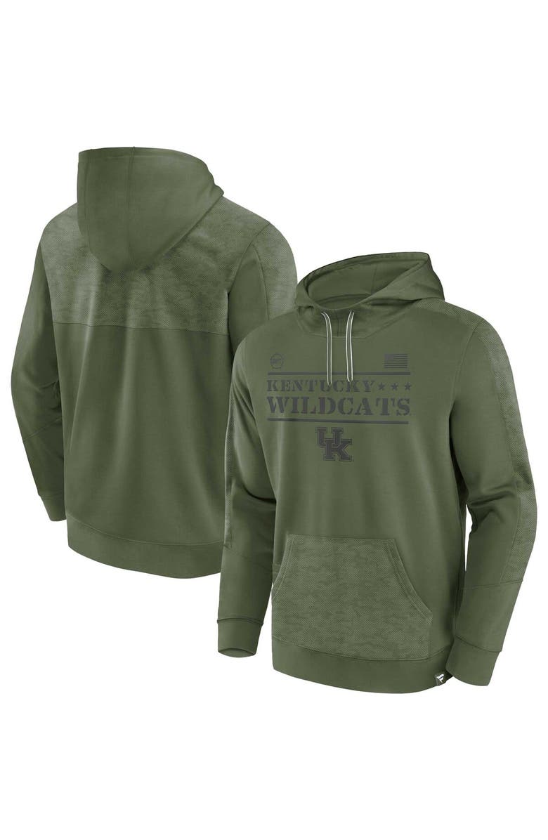 FANATICS Men's Fanatics Branded Olive Kentucky Wildcats OHT Military Appreciation Stencil Pullover Hoodie, Main, color,