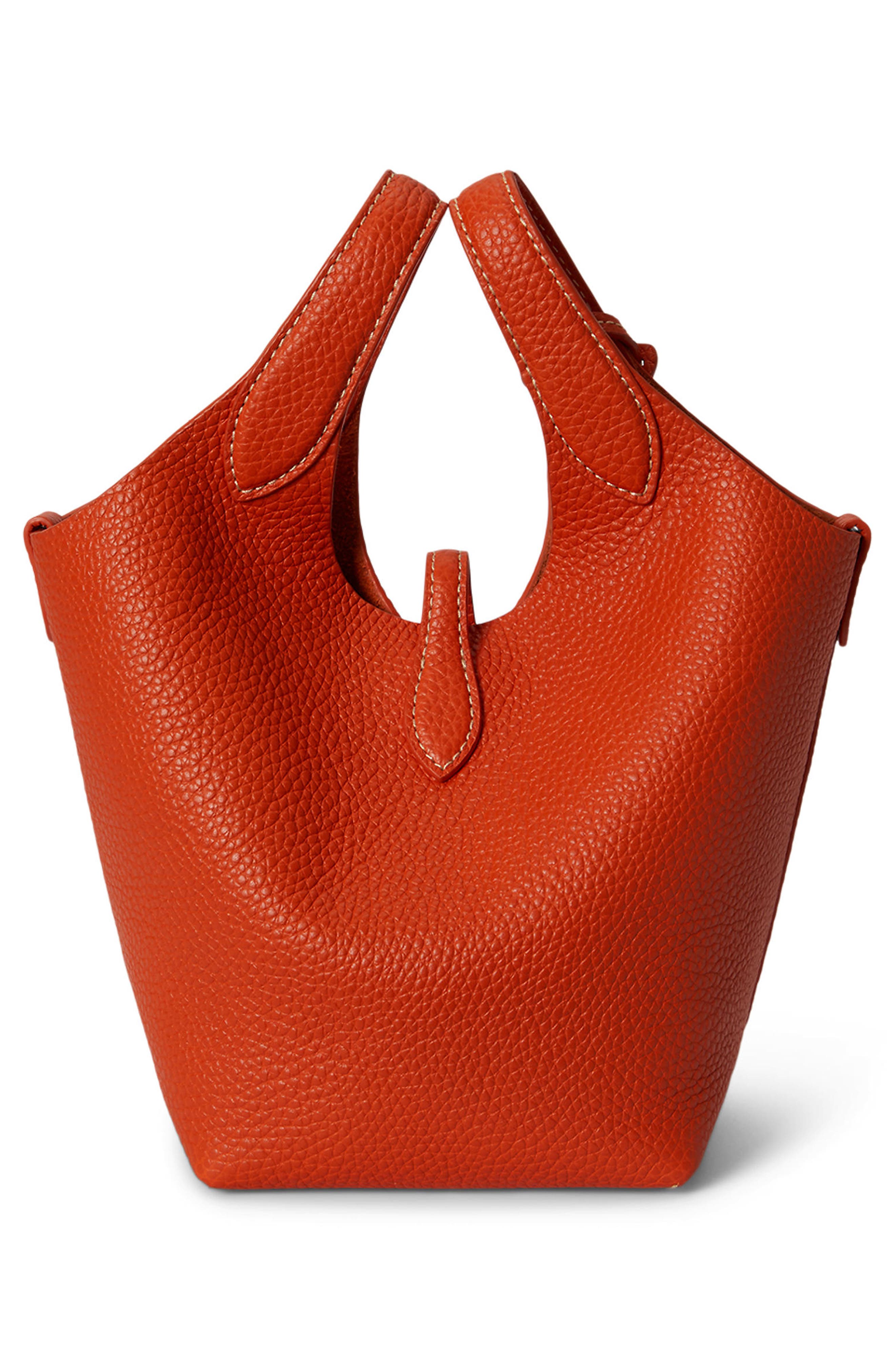 Polo Ralph Lauren Small Polo Play Pebble Leather Crossbody Tote, Alternate, color, Sunset Orange