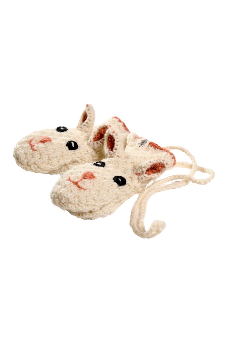 Crochet Rabbit Mittens, Alternate, color, White