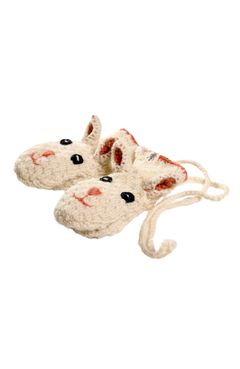 Nirvanna Designs Crochet Rabbit Mittens, Alternate, color, White