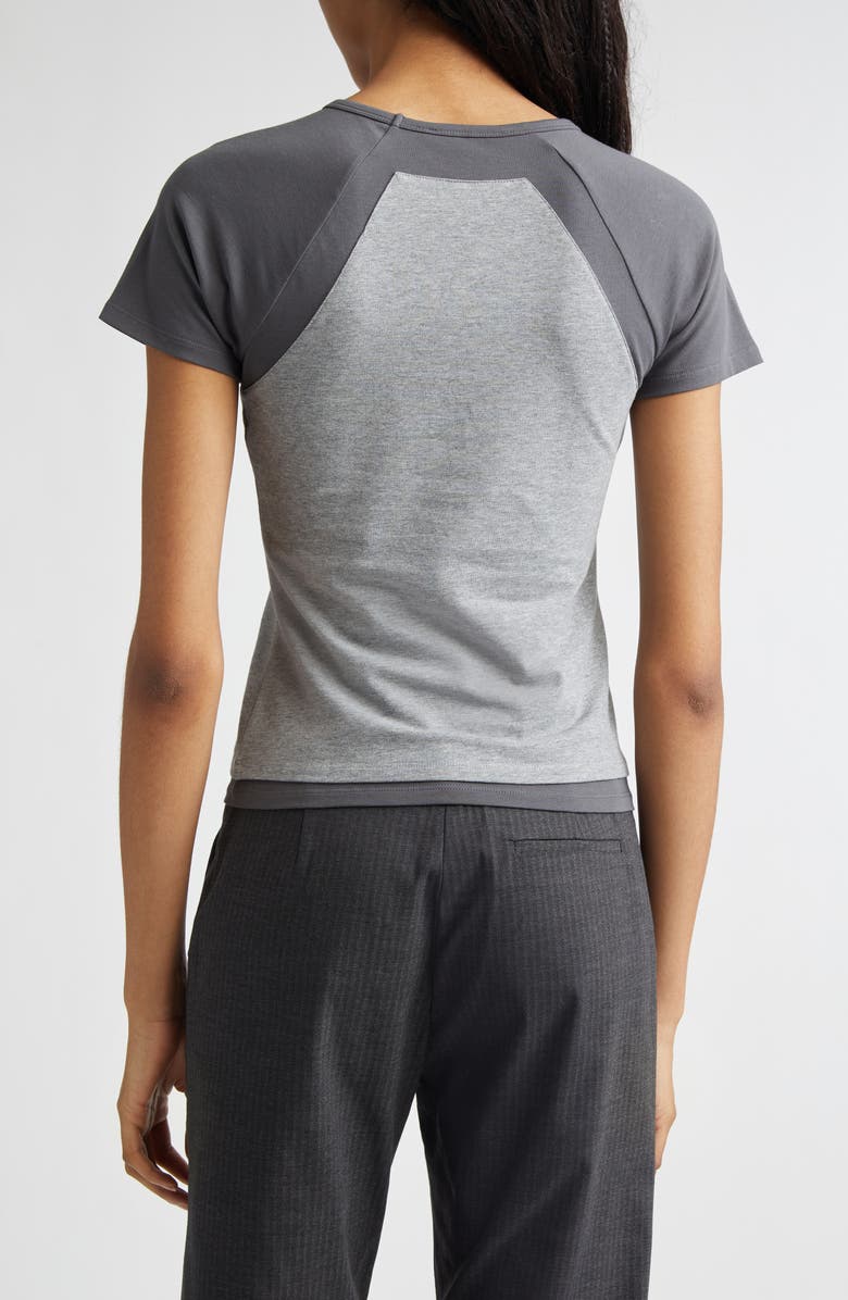 Paloma Wool Puka Raglan Sleeve Colorblock Jersey Baby Tee, Alternate, color, Grey
