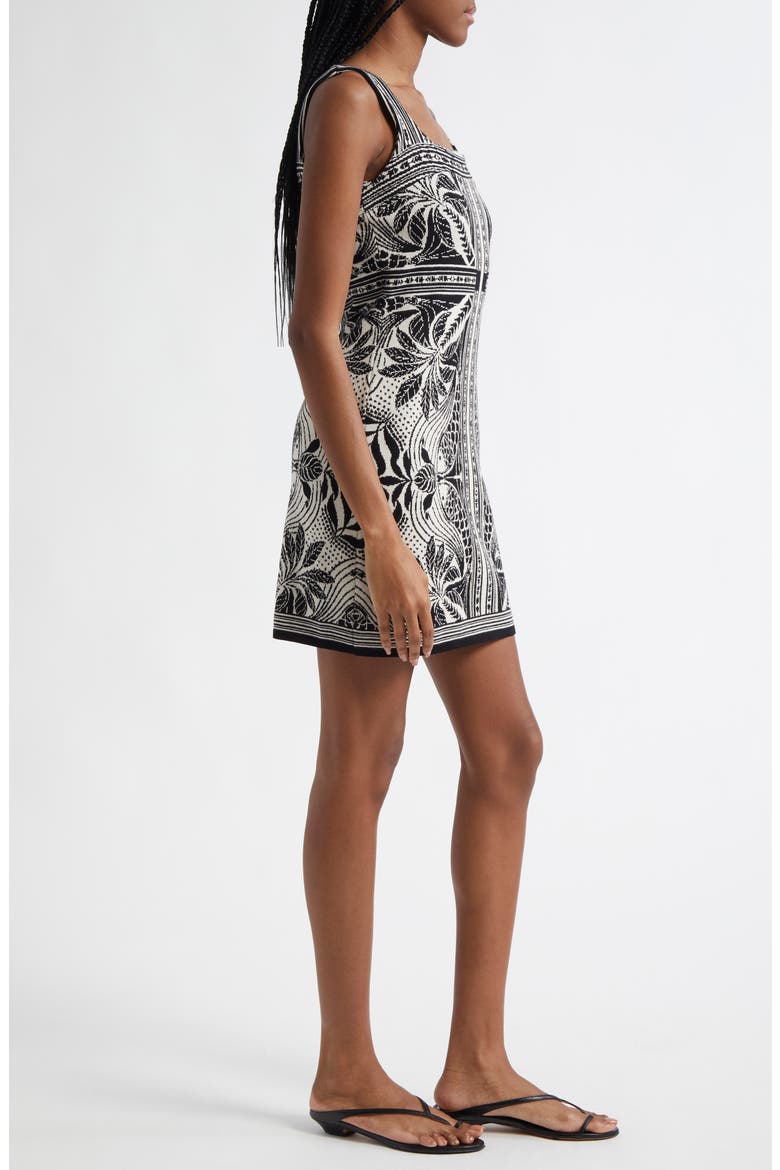 Scarf Print Jacquard Sleeveless Dress, Alternate, color, OFF-WHITE