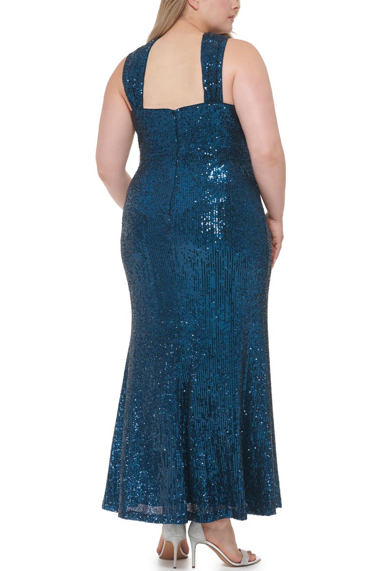 Halter Neck Empire Waist Sequin Gown, Alternate, color, PEA