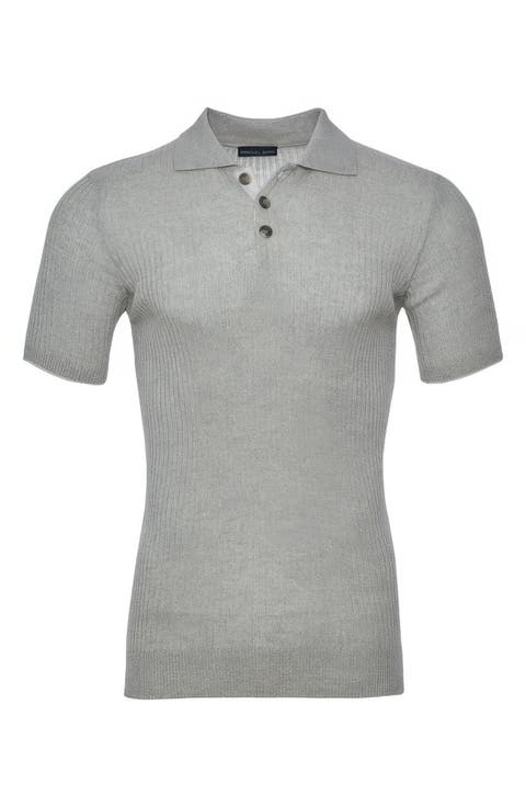 Rib Merino Wool Knit Polo