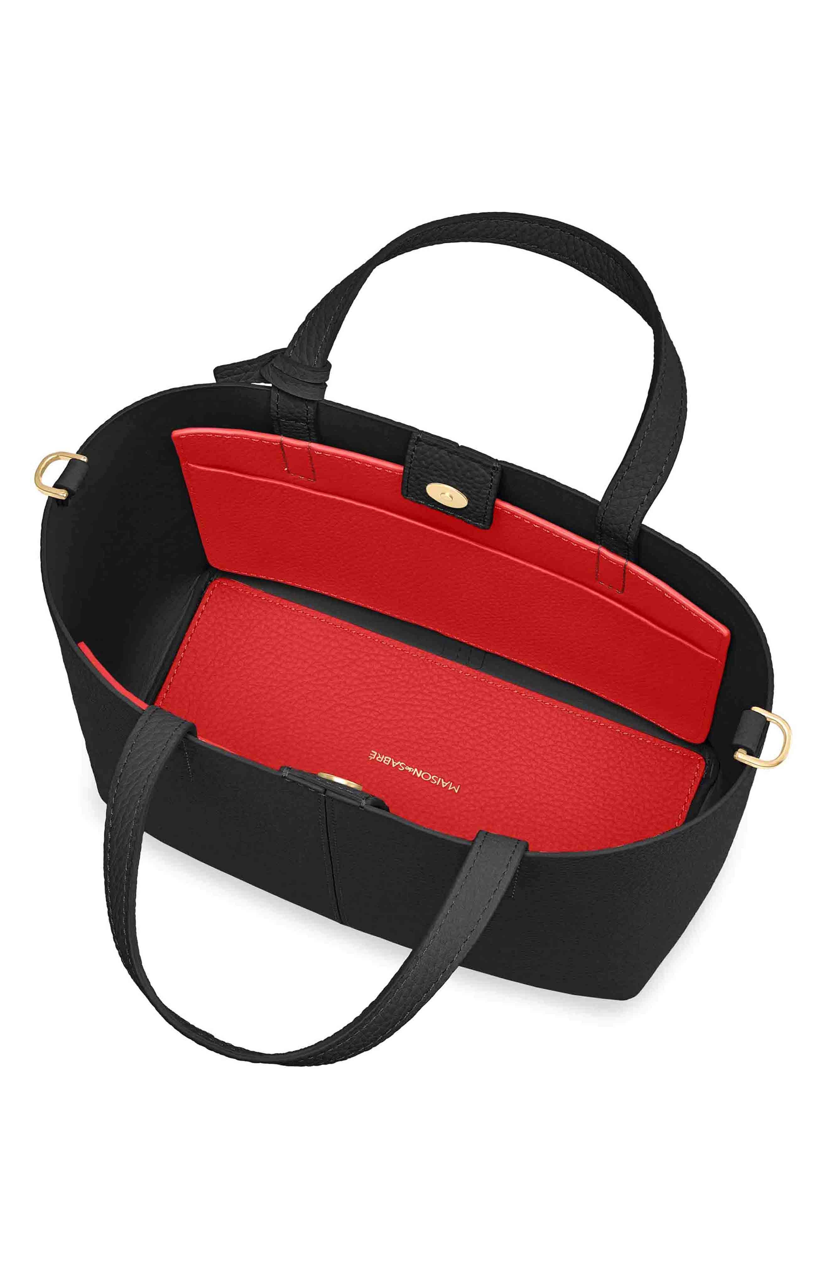 MAISON de SABRÉ Small Leather Soft Tote, Alternate, color, Rouge Noir