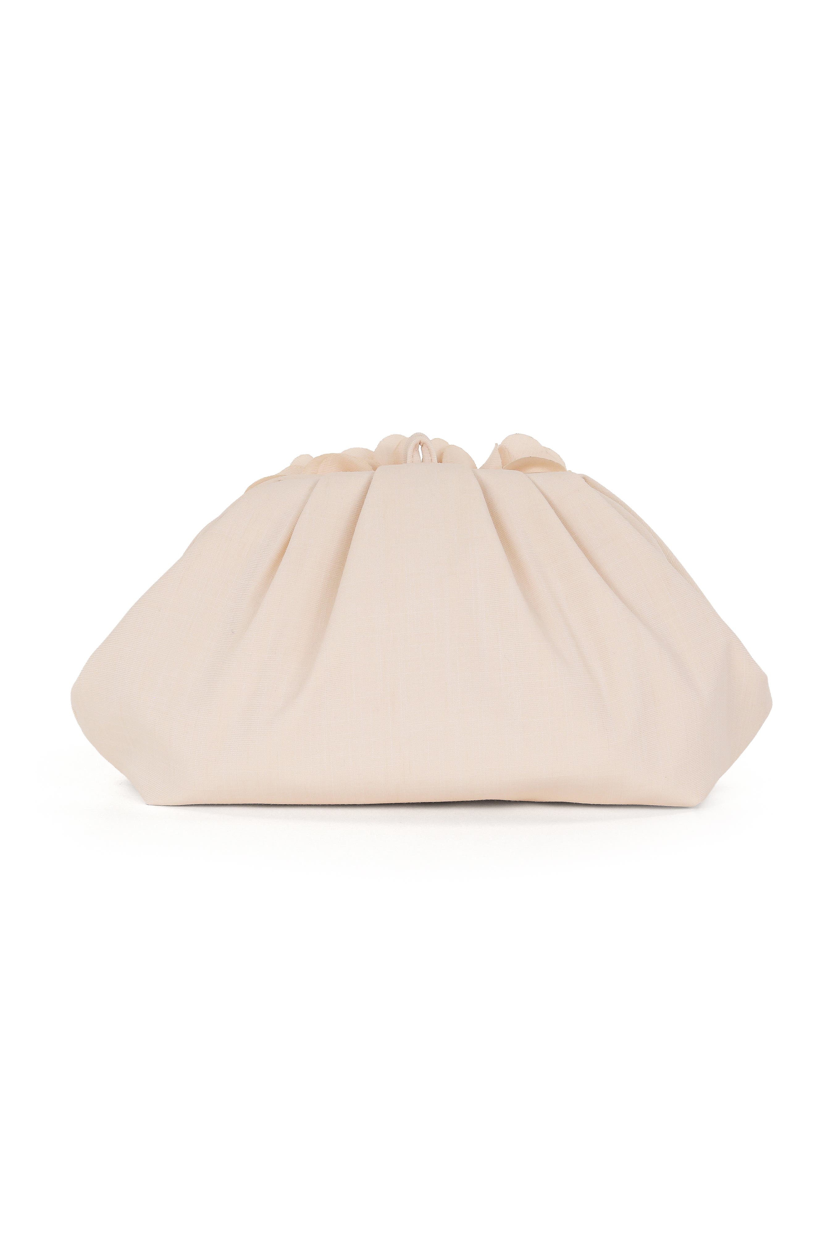 Violet Jacquard Satin Floral Applique Pouch Clutch, Alternate, color, Peach Pearl