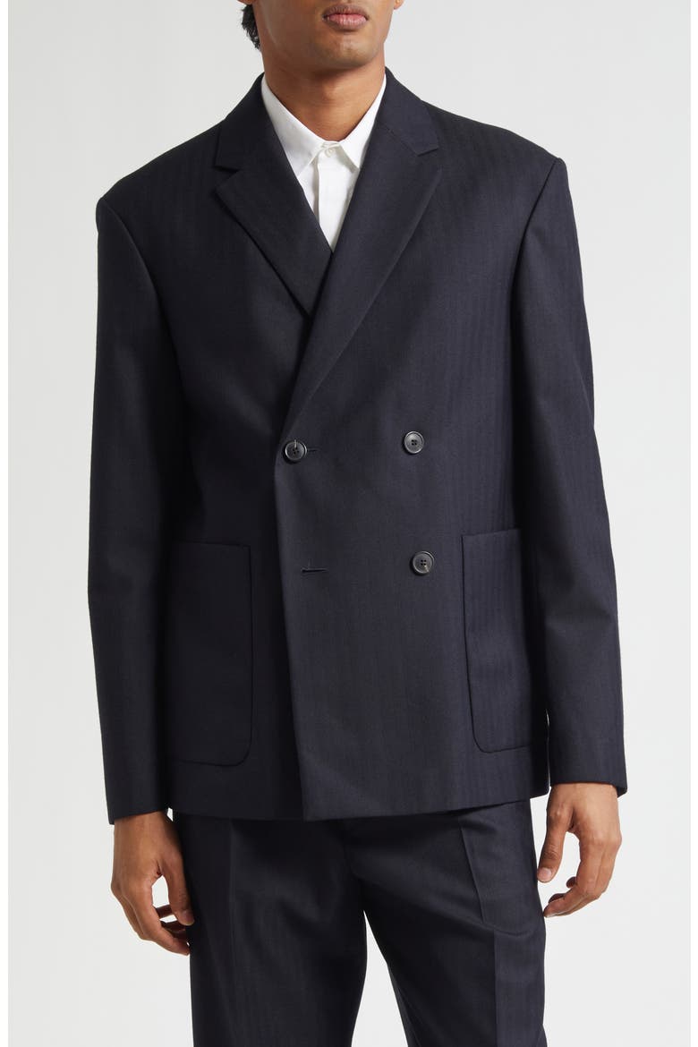 Barleys Double Breasted Wool Sport Coat, Main, color, NAVY
