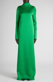 TOM FORD Long Sleeve Shiny Crepe Column Gown