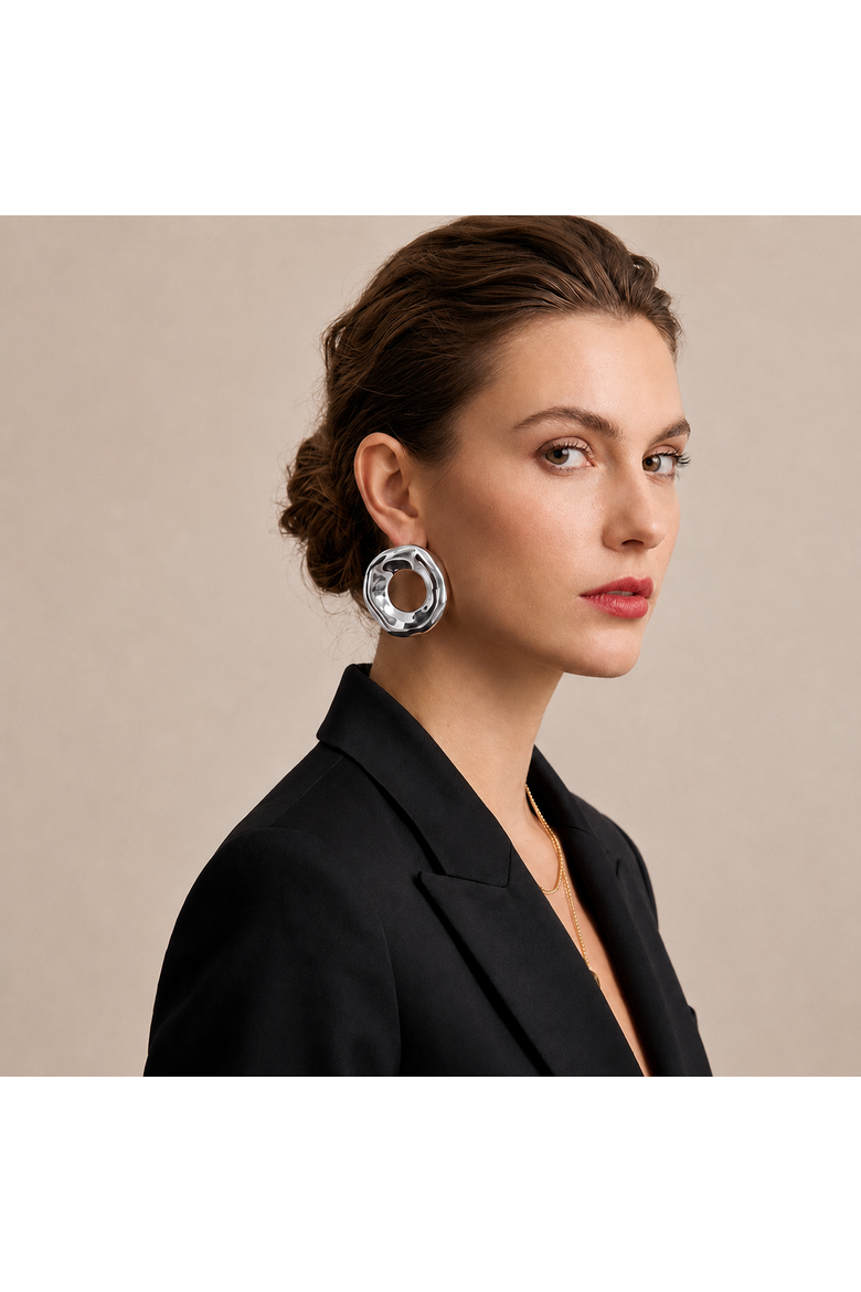 Lenox Wavy Open Circle Earrings, Alternate, color, Gold
