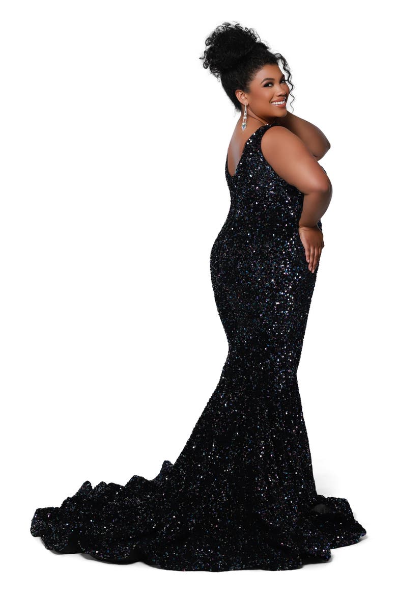 V-Neck Mermaid Plus Size Evening Gown, Alternate, color, Kaleidoscope