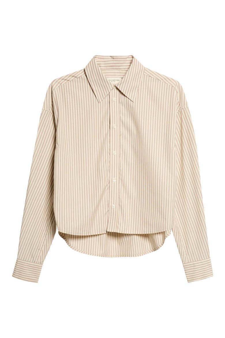 Tegan Stripe Cotton Poplin Button-Up Shirt, Alternate, color, CURRANT
