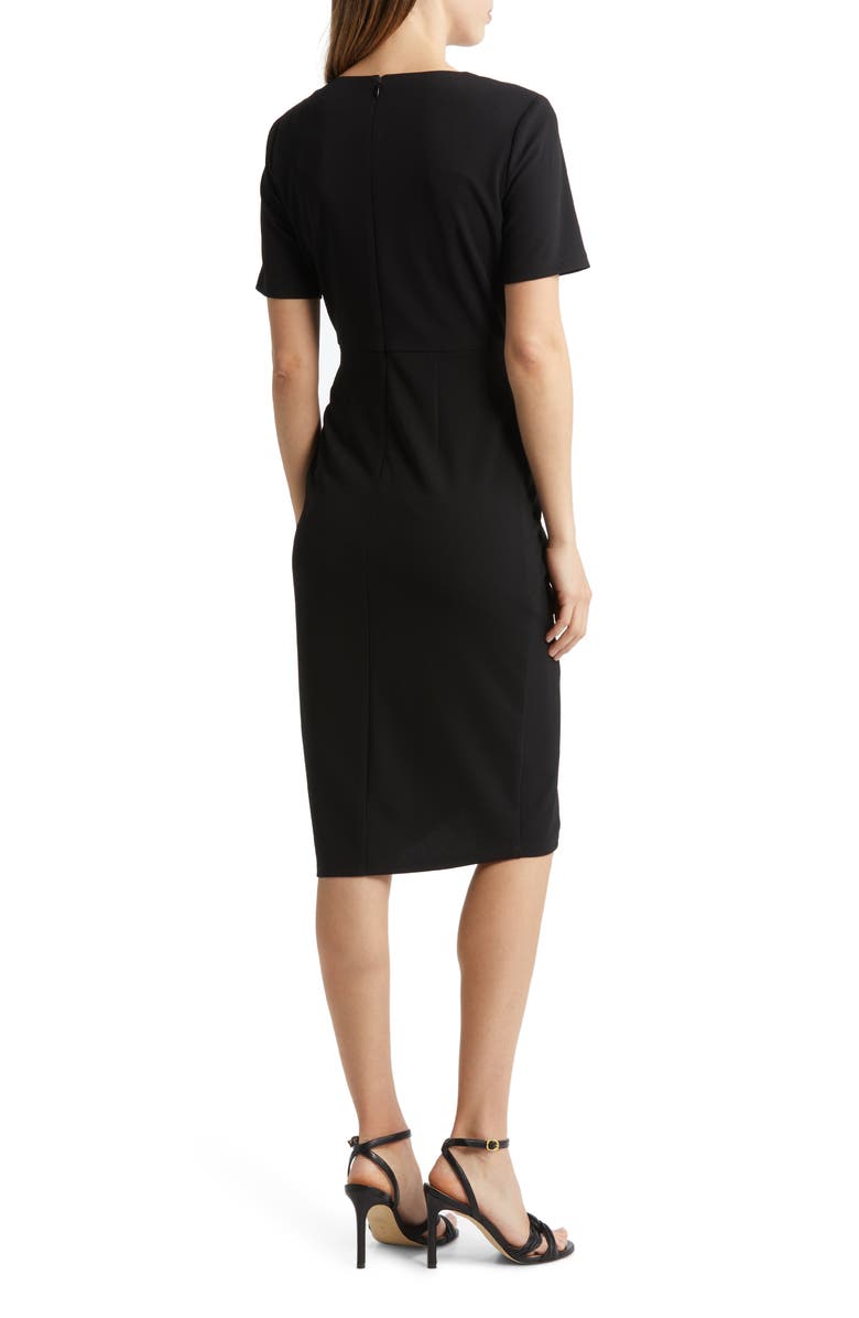 Tahari ASL Side Knot Stretch Crepe Dress, Alternate, color, 