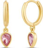 SHYMI Bezel Pear Drop Huggie Hoop Earrings