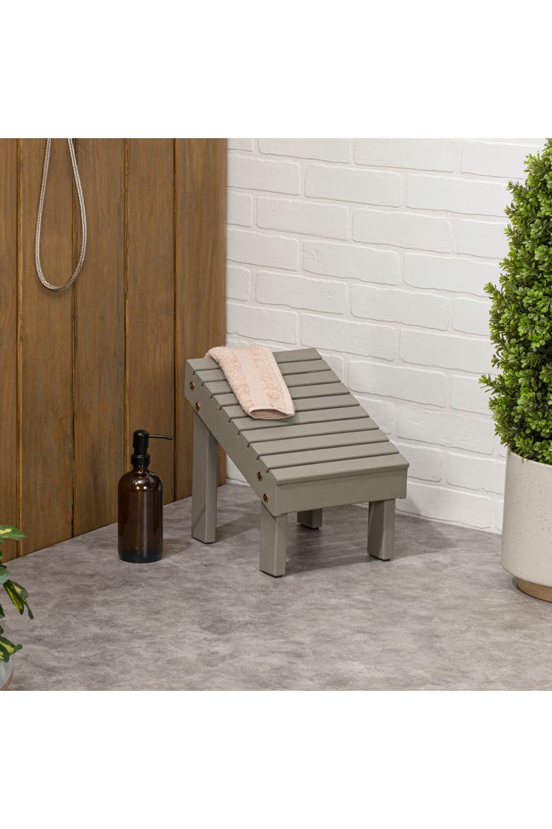 Slanted C JONATHAN Y Saru Minimalist Solid Acacia Wood Shower Foot Rest for ...