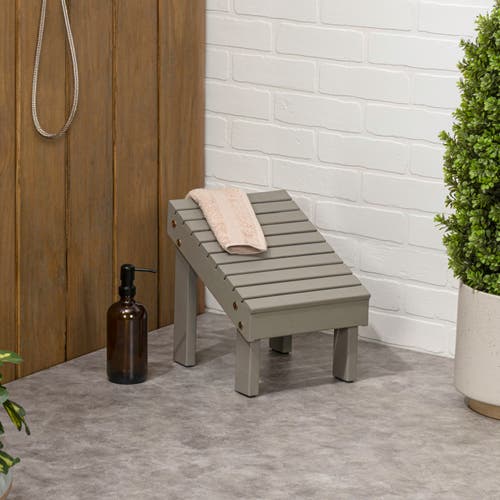 Jonathan Y Saru 11.8" Traditional Classic Solid Acacia Wood Shower Shaving Foot Stool In Gray