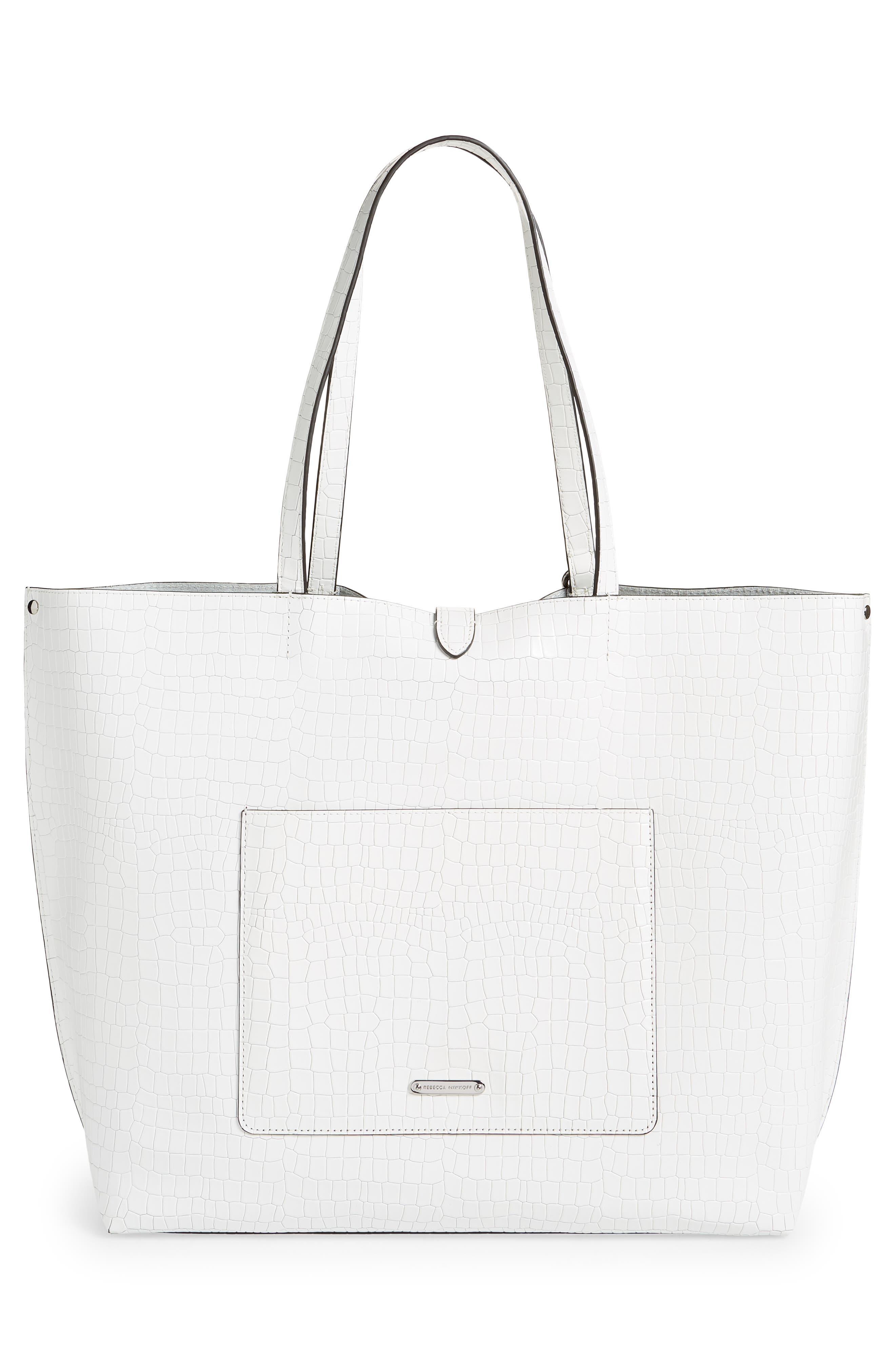 Rebecca Minkoff Large Megan Soft Croc Embossed Leather Tote, Alternate, color, 