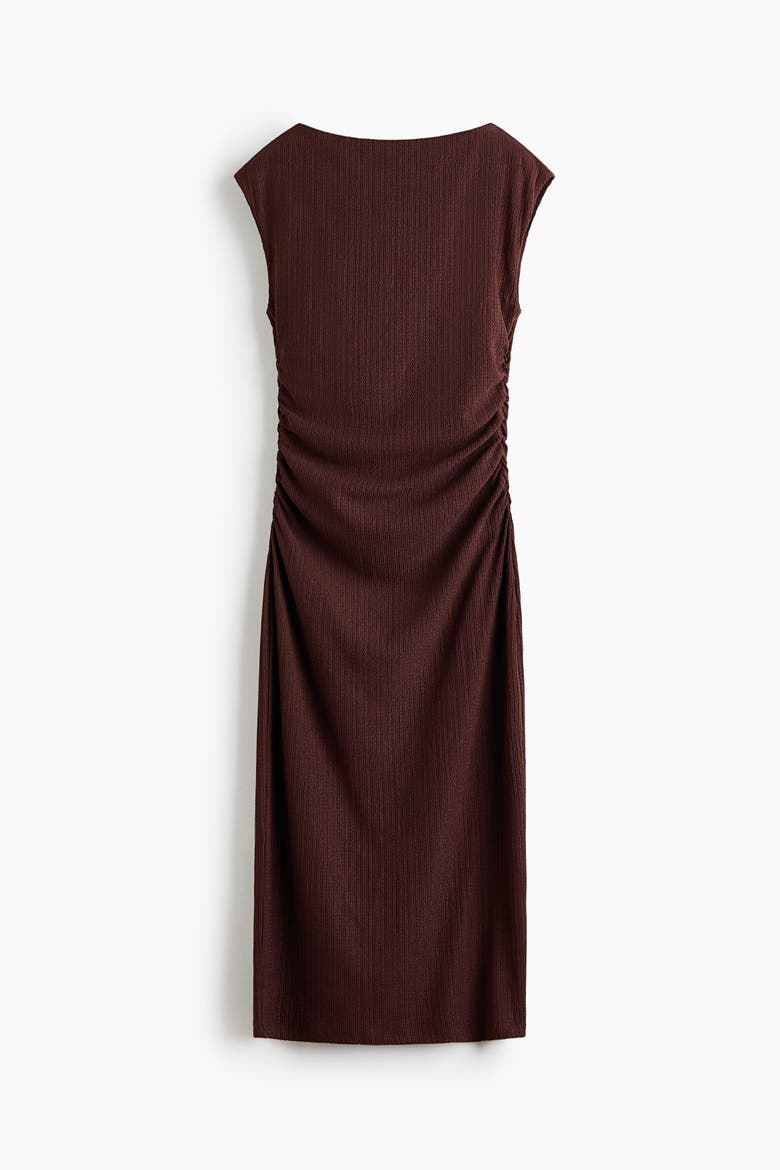 Cap-sleeved Crinkled Dress, Alternate, color, Rust brown