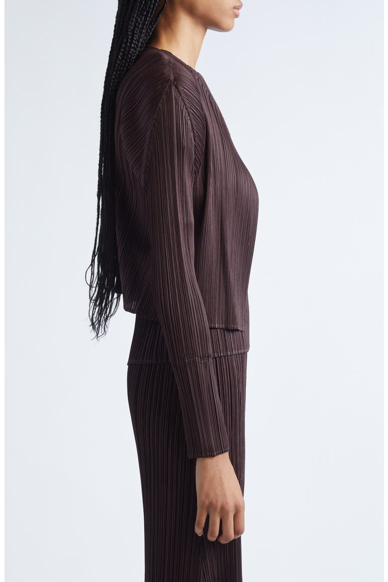 Monthly Colors July Pleated Open Front Cardigan, Alternate, color, DARK BROWN