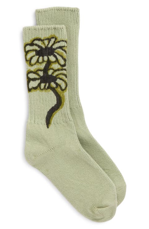 Print Organic Cotton Blend Crew Socks