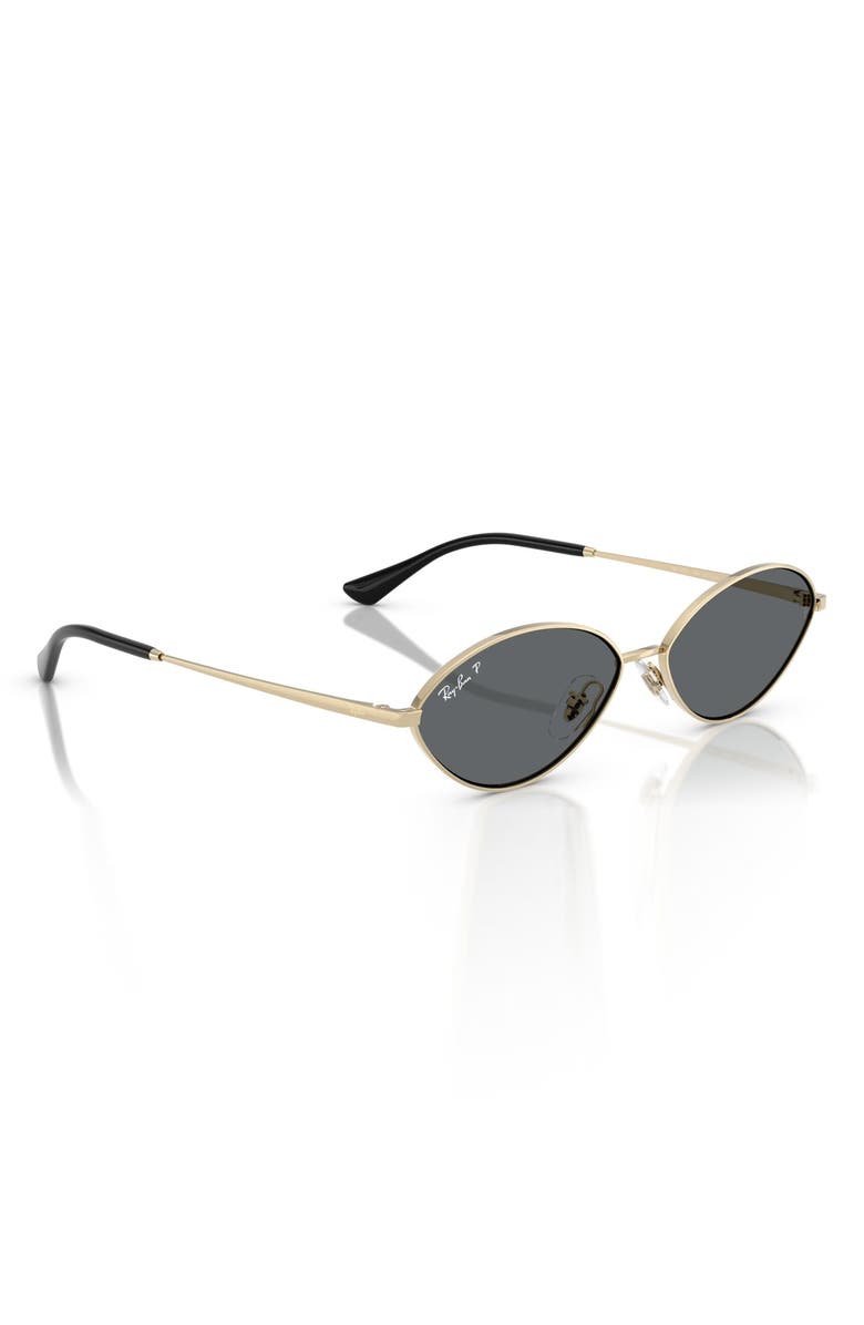 Ray-Ban Kai 59mm Polarized Oval Sunglasses, Alternate, color, Pale Gold / Dark Grey Polar