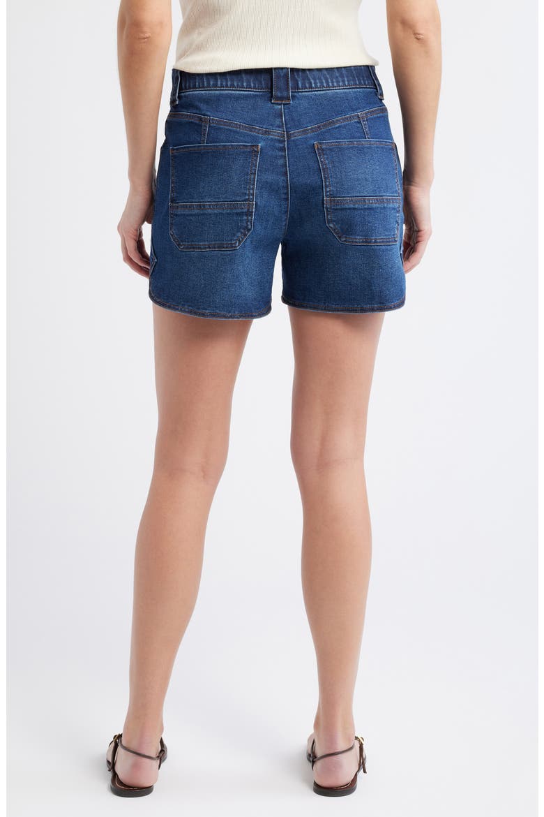 Skyrise Dolphin Hem Denim Shorts, Alternate, color, INDIGO