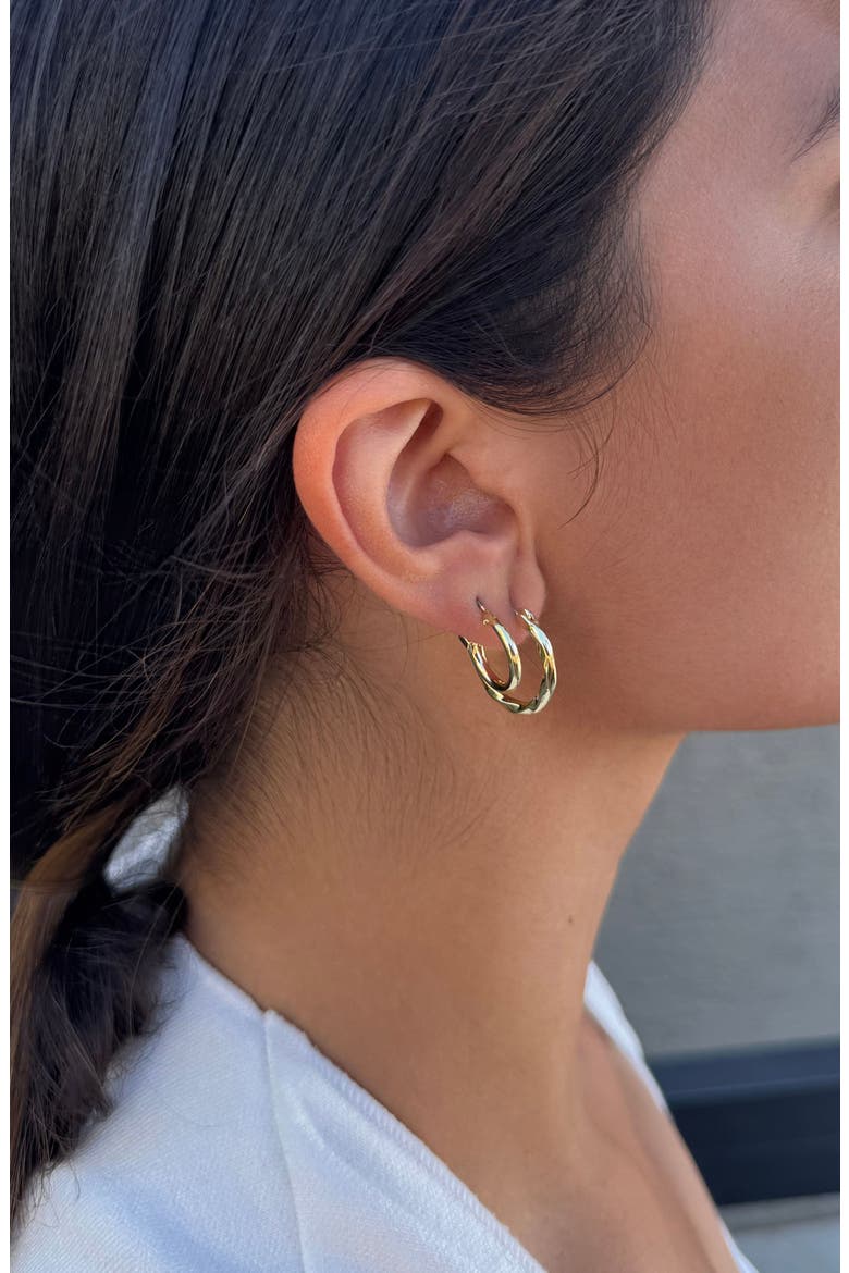 Set of 2 Hoop Earrings, Alternate, color, GOLD