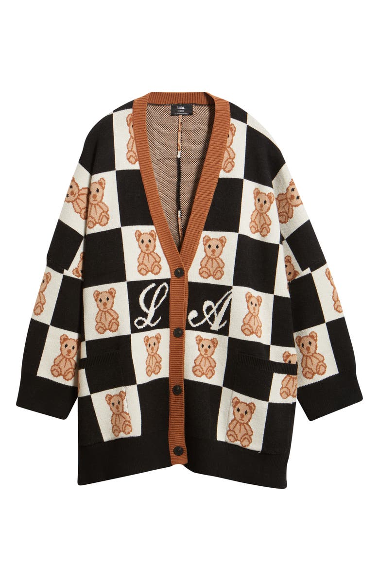 Dressed in Lala Teddy Oversize Cardigan, Alternate, color, Black And White
