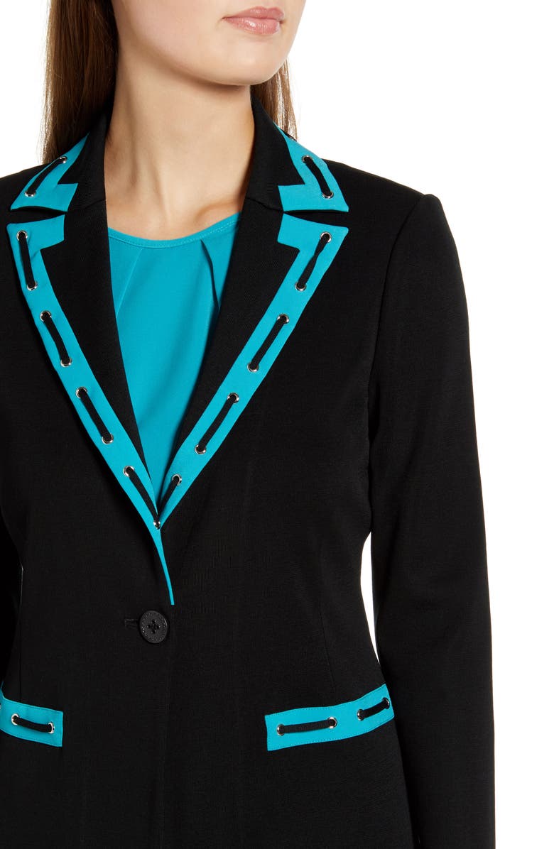 Ming Wang Rivet Pickstitch Detail Blazer, Alternate, color, 