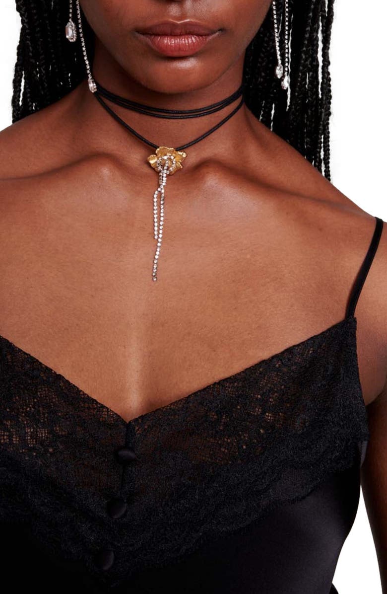 maje Leana Lace Edge Silk Camisole, Alternate, color, 