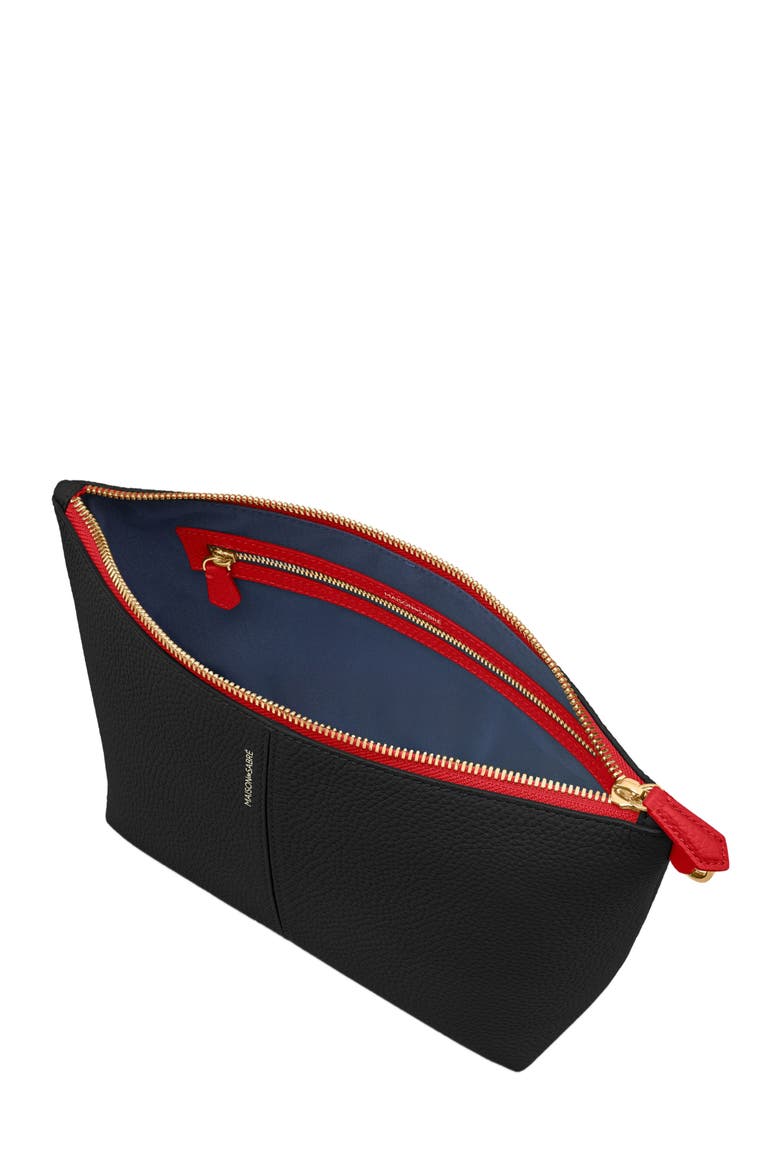 Small Leather Flaire Pouch, Alternate, color, Rouge Noir