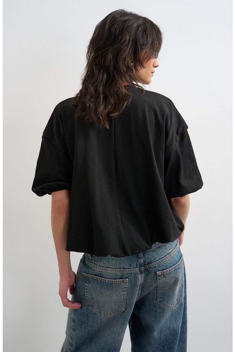 Bubble Hem Cotton T-Shirt, Alternate, color, BLACK