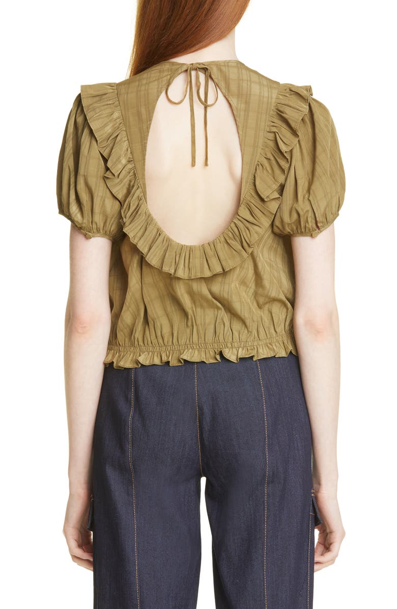 Cinq à Sept Randee Ruffle Crop Top, Alternate, color, 