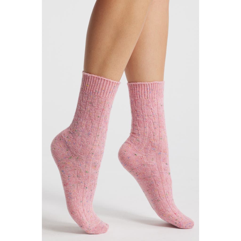 Stems Sprinkle Wool Blend Crew Socks in Pink