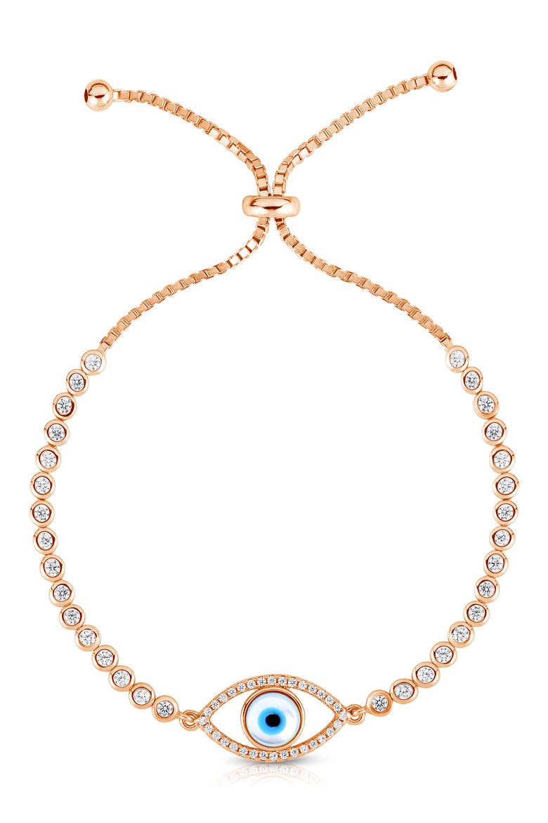 Evil Eye Slider Bracelet, Main, color, ROSE GOLD