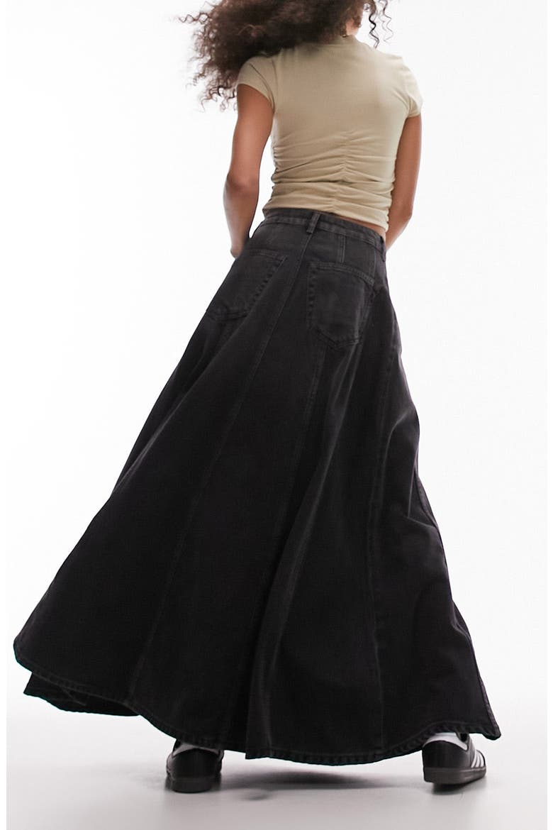 Denim Circle Maxi Skirt, Alternate, color, BLACK