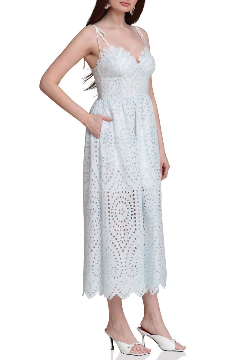 Avec Les Filles Broderie Anglaise Cotton Midi Dress, Alternate, color, White