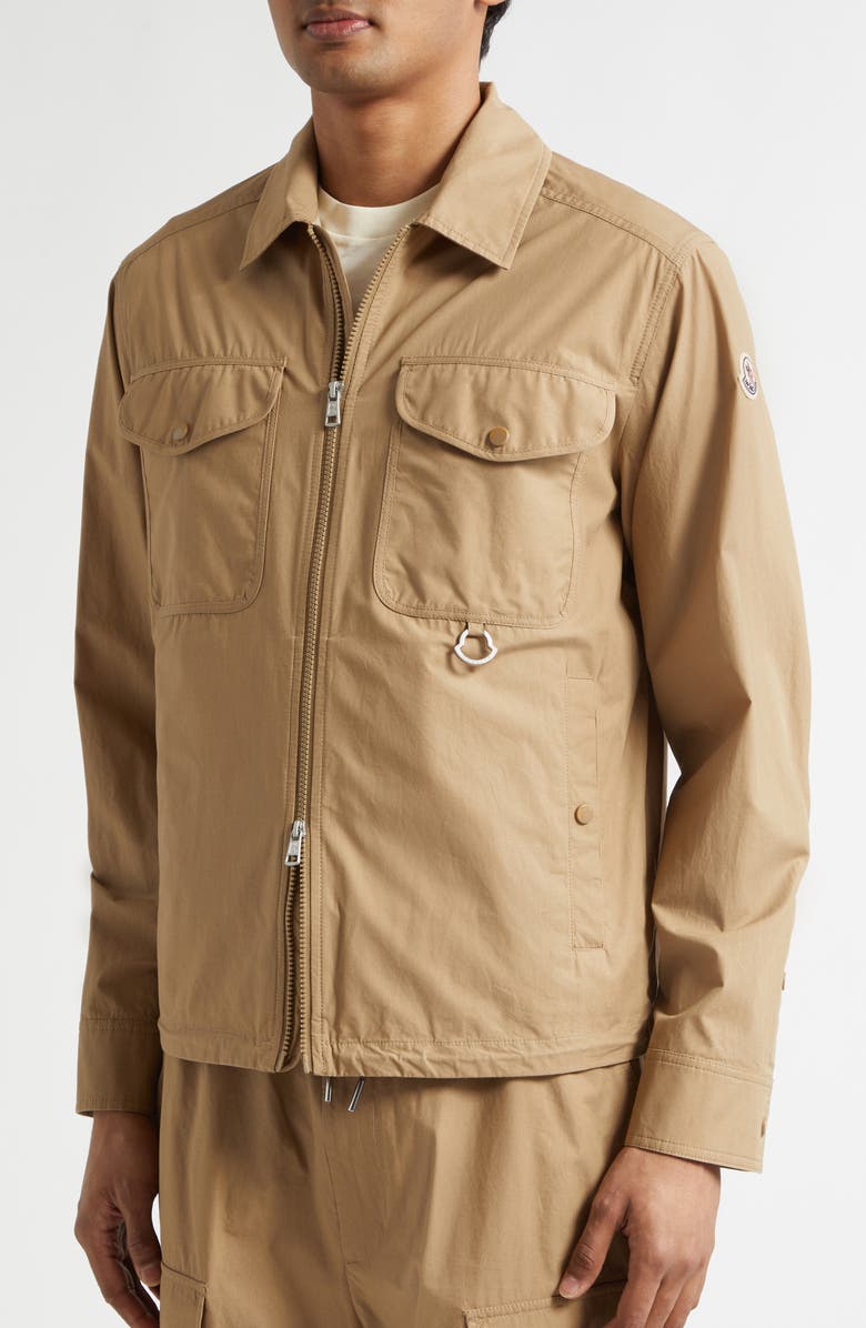 Moncler Cotton Poplin Shirt Jacket, Alternate, color, Cocoa Creme