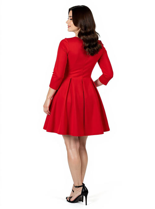 24seven Comfort Apparel Perfect Fit And Flare Maternity Pocket Dress In Red