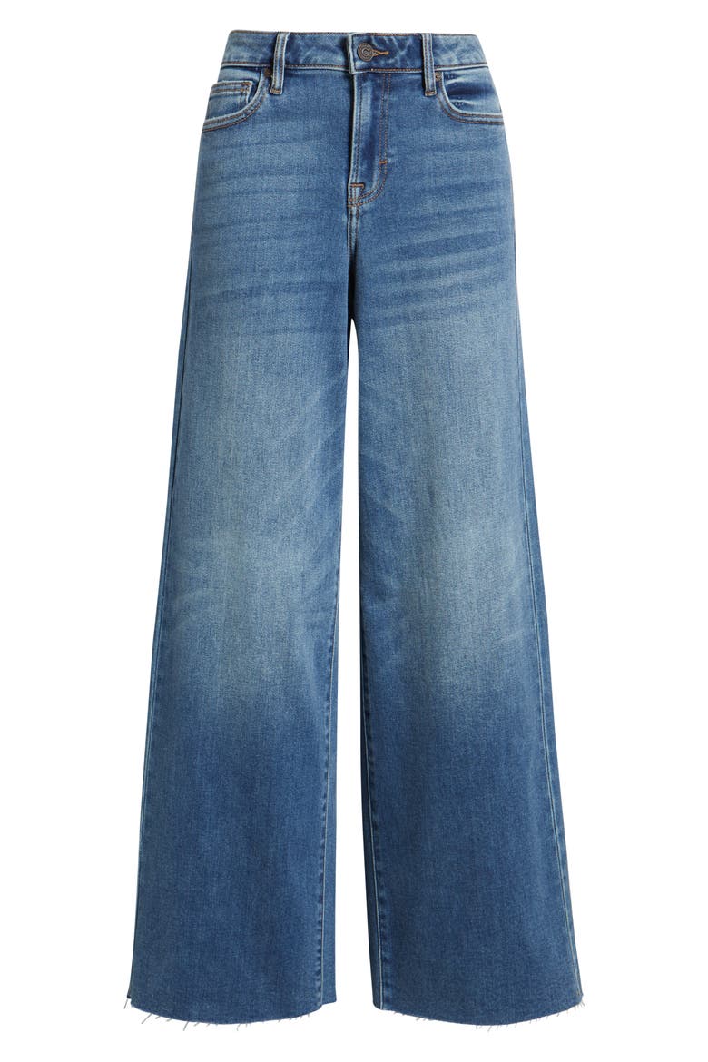 Raw Hem Wide Leg Jeans, Alternate, color, DARK
