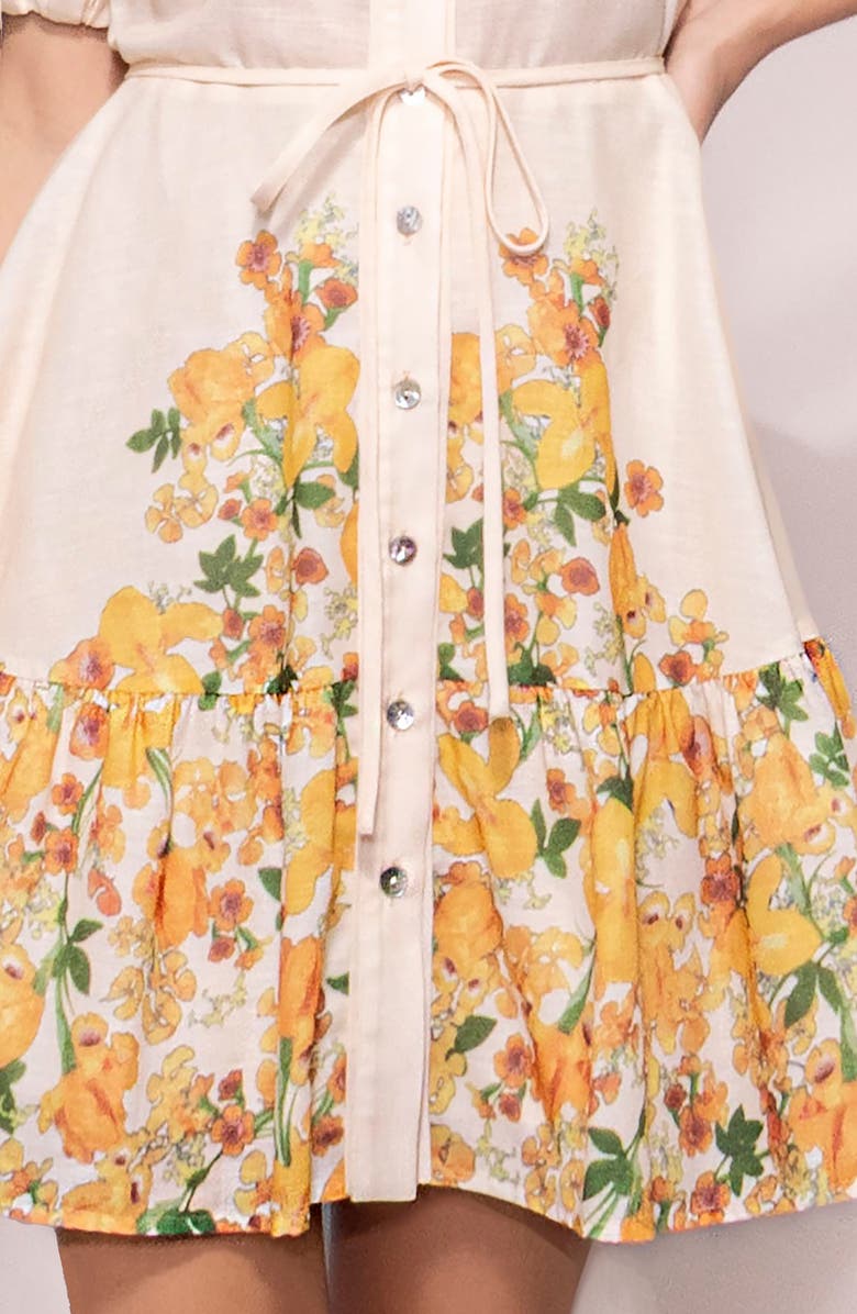 MELLODAY Border Print Dress, Alternate, color, Ivory Yellow